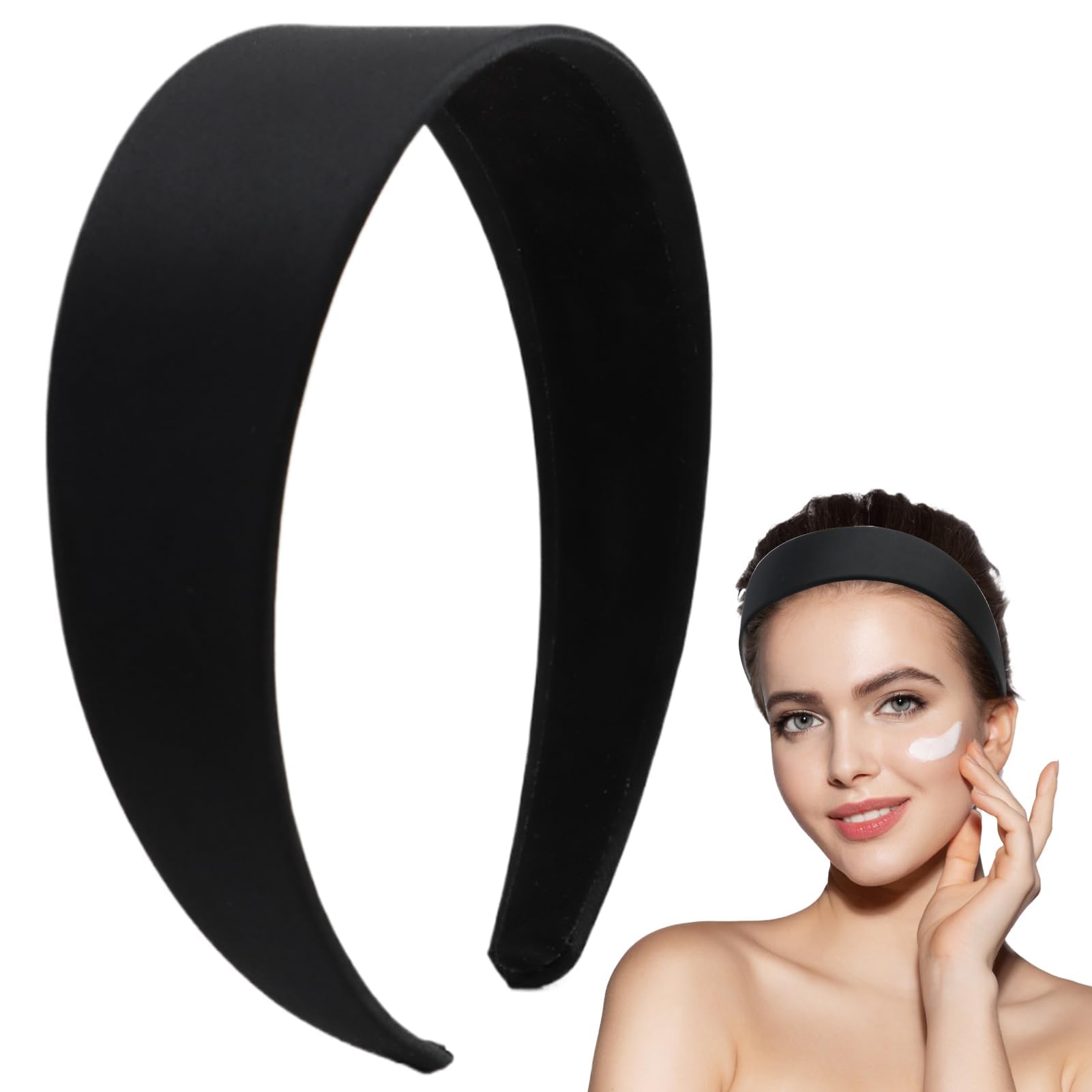 4cm Cerchietto Capelli Donna Larga Nero, Classica Fascia Nera, Cerchietto per Capelli, Fascia per Capelli Minimalista Adatta a Tutte le età e i Tipi di Capelli, Accessorio per Acconciature Quotidiane