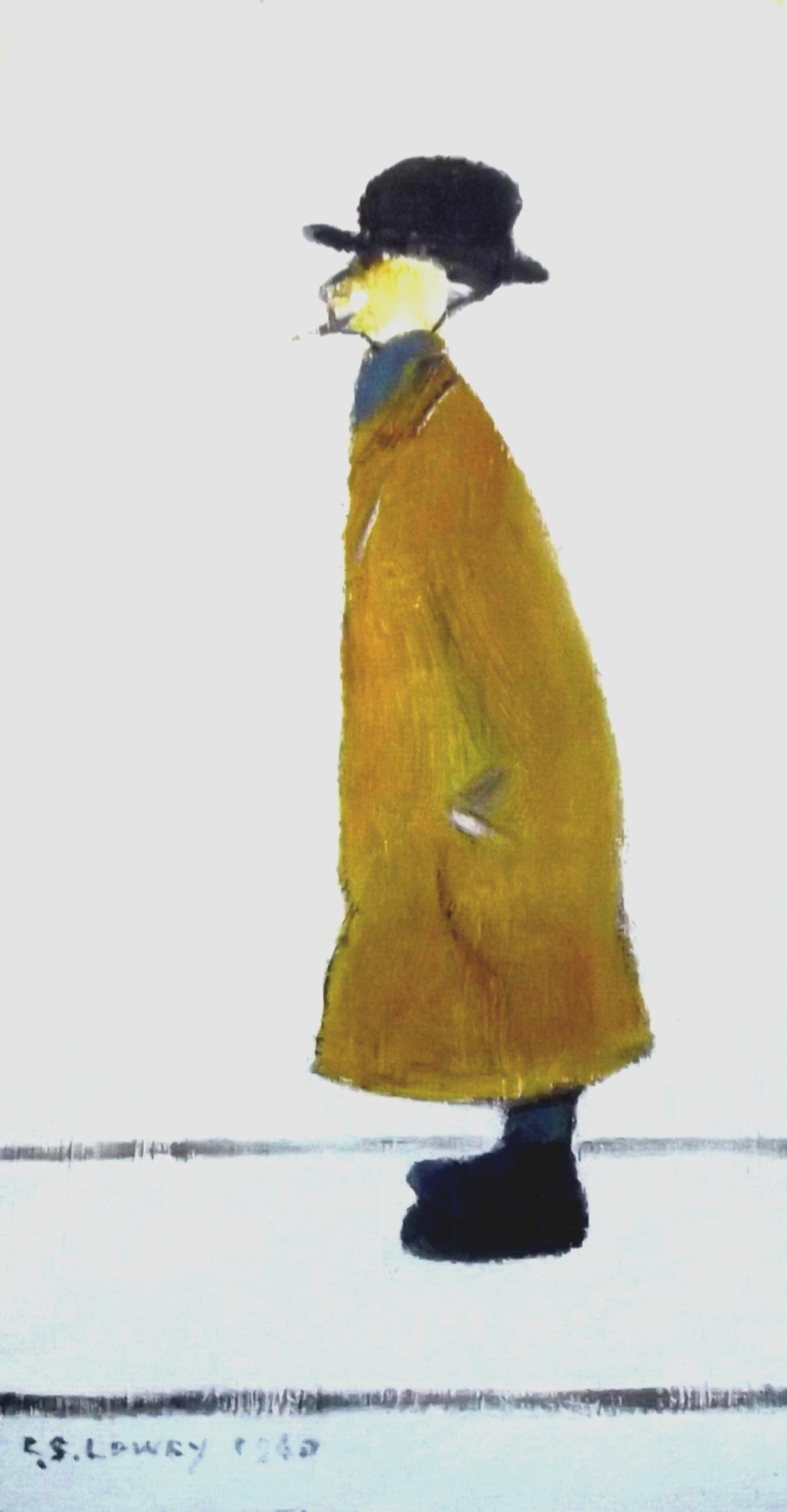 Stateoftheart-Uk Mustard L S Lowry Authentic Uk Handcrafted Print - Gentleman Looking - On Textured Art Paper