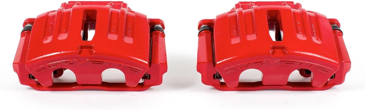 Power Stop Front S5006A Pair of High-Temp Red Powder Coated Calipers For Chevrolet Corvette 2005-2013 [Model Specific]