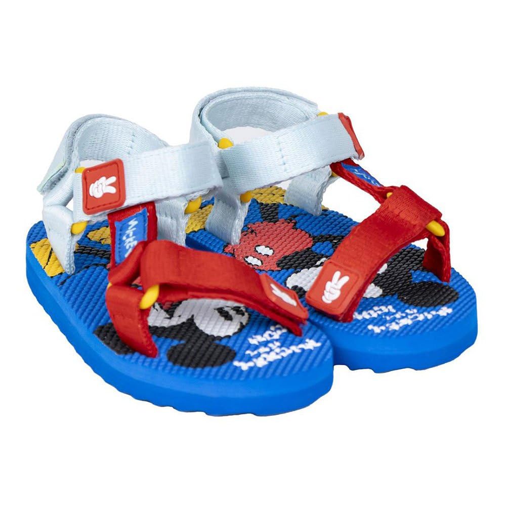Mickey Mouse Children's Sandals - Size 13 - Made with Polyester - EVA Rubber Sole - Velcro Closure - Children's Sandals - Mickey Print - Original Product Designed in Spain