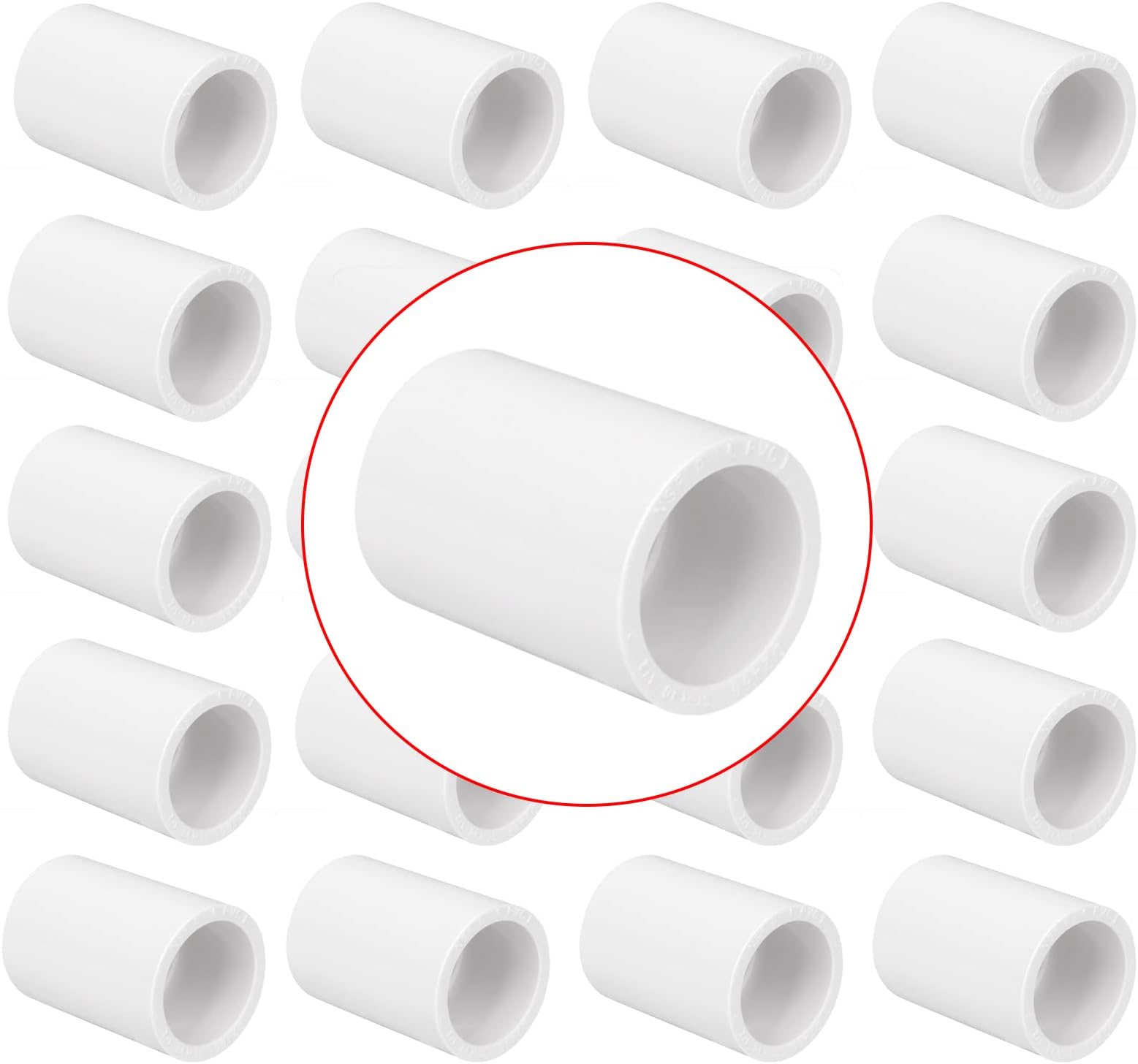 20 Pack 1/2" PVC Pipe Coupling Adapter Pipe Fitting Connector (Socket x Socket), Furniture Build Grade SCH40 1/2 Inch PVC Pipe Slip Socket Connectors for Home or Industrial Use, White