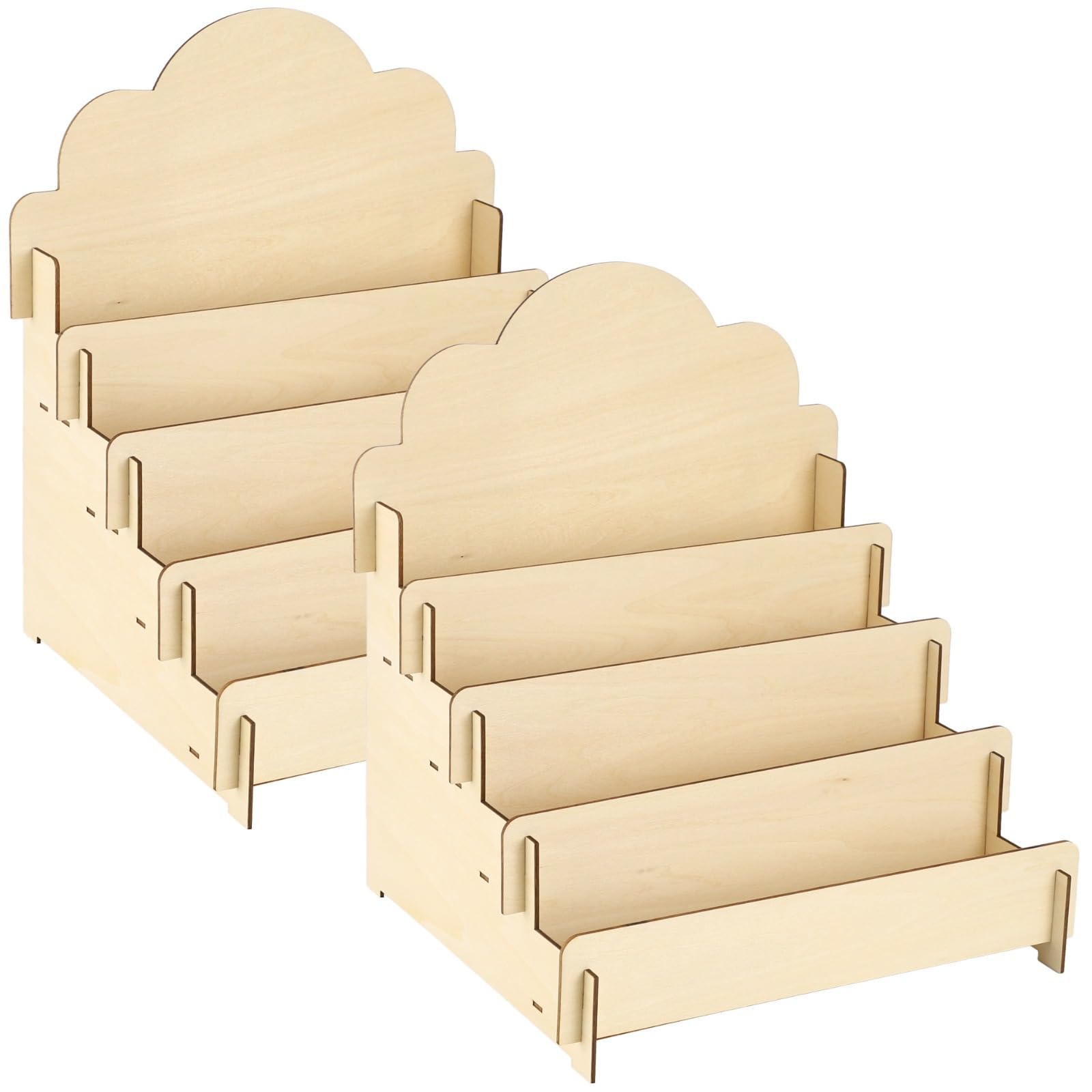 2 Stück Holz-Grußkartenhalter, 4-stufiger Karten-Organizer, verstellbare Karten-Aufbewahrungsständer, schlichtes Design für einfachen Zugriff, ideal für Zuhause und Geschäft