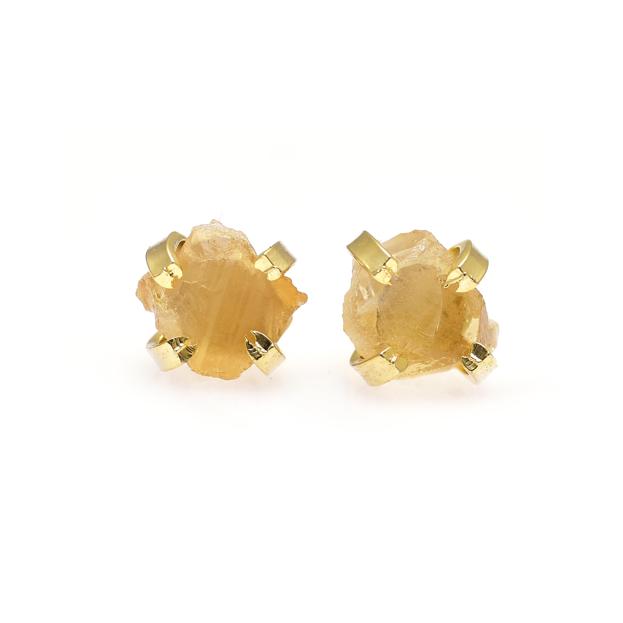 Raw Citrine Stud Earrings for Women, Natural Citrine Crystal Earrings, 18K Gold Plated Gemstone Studs, Handmade Minimalist Healing Stone Jewelry,-picture-12