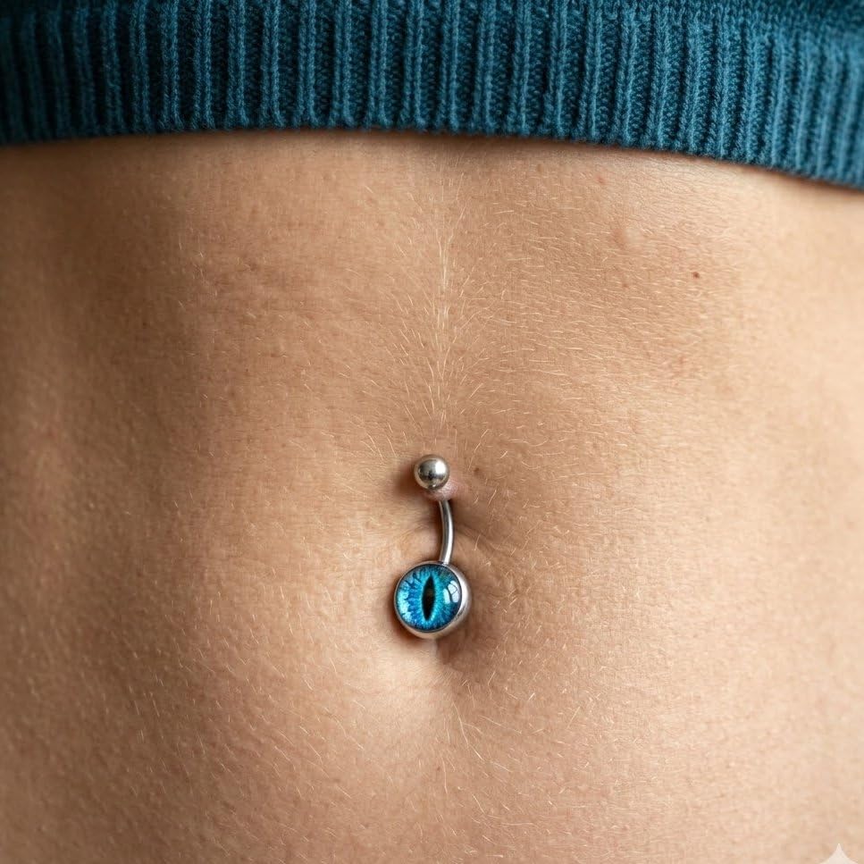 Via Mazzini Anti Tarnish 316L Surgical Stainless Steel Dragons Eye Belly Button Navel Ring for Women and Girls (BB0079) 1 Pc 1