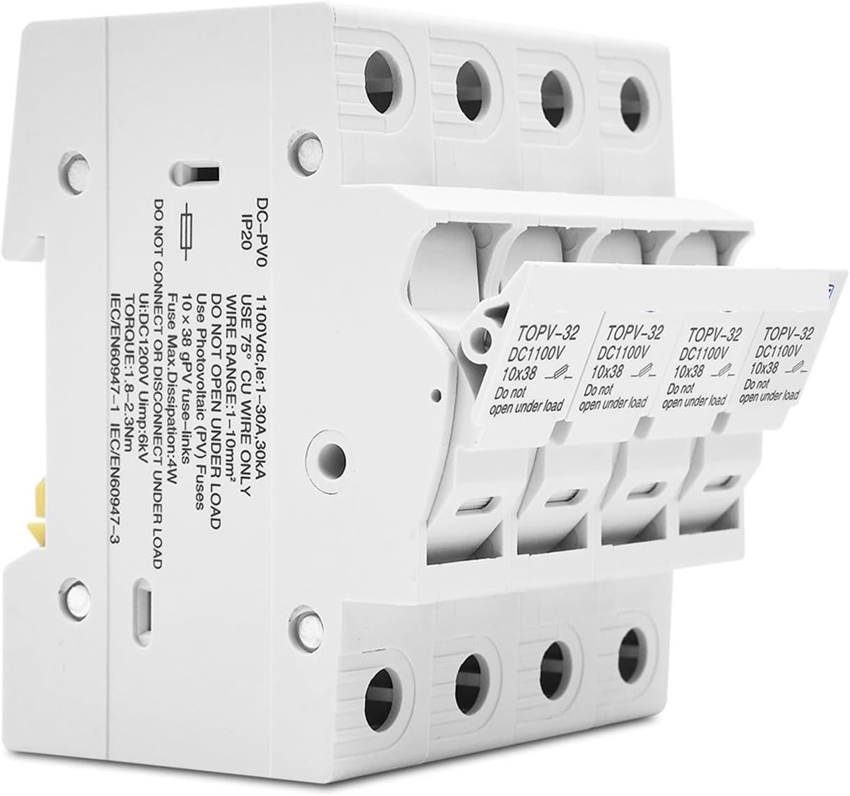 ZZQFJLAD 1PC 4P LEDなし 1100V DCヒューズホルダー 10 * 38mm 高電圧ソーラーPV TOPV-32