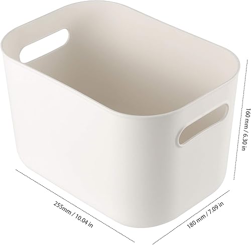 Miniatura 2 de Paquete de 6 contenedores de plástico de 10 x 7 x 6 pulgadas con asas, organizadores de despensa, contenedores de almacenamiento blancos