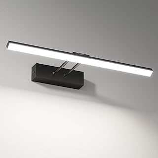 EMKE LED Spiegellampe Bad 40cm, Spiegelleuchte Badezimmer 200° Drehung 8W 6500K IP44 Badlampe Spiegel Lampe Wandbeleuchtung Spiegellampen für das bad Spiegelleuchten Schwarz
