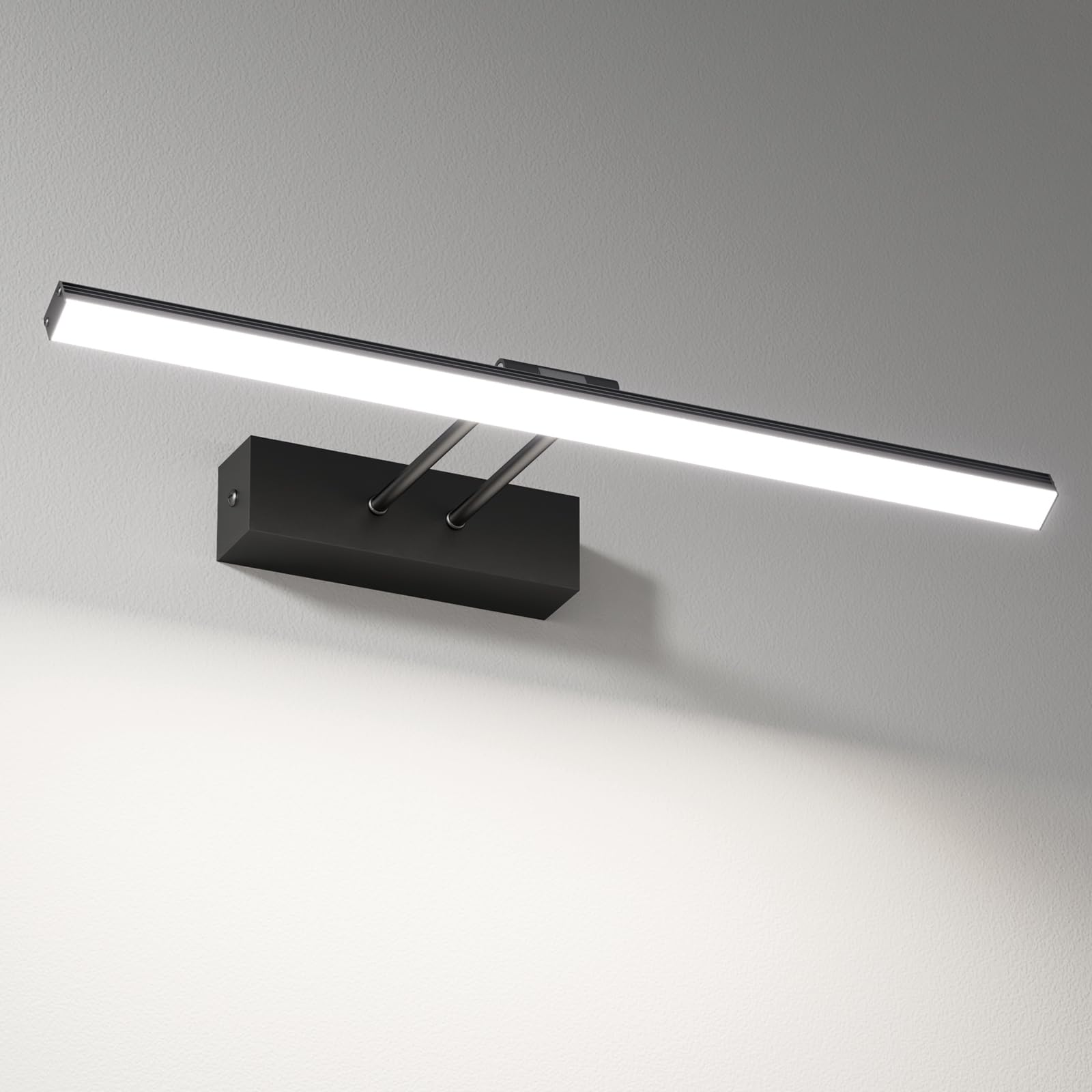 EMKE LED Spiegellampe Bad 40cm, Spiegelleuchte Badezimmer 200° Drehung 8W 6500K IP44 Badlampe Spiegel Lampe Wandbeleuchtung Spiegellampen für das bad Spiegelleuchten Schwarz
