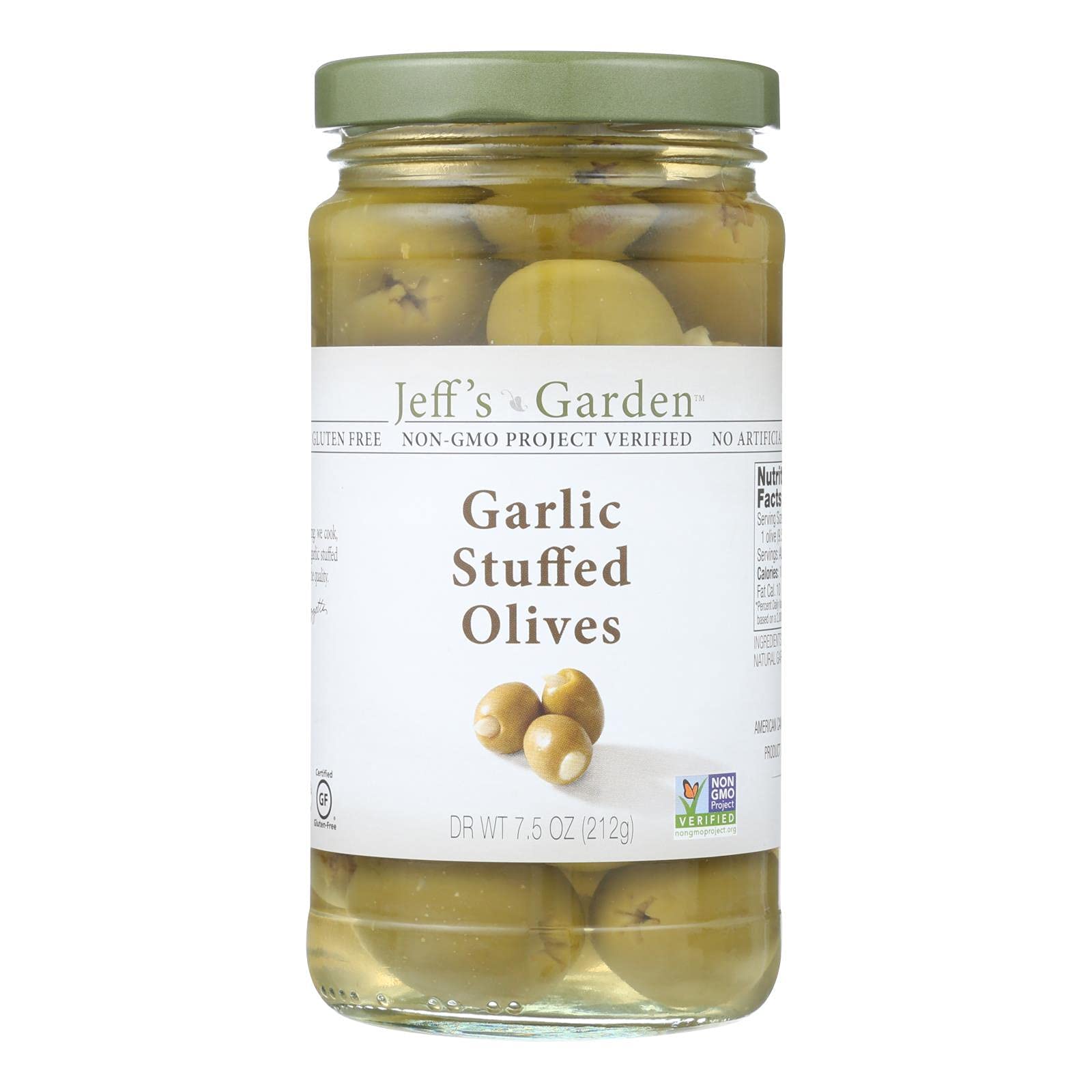 Jeff's Natural Jeff's Natural Garlic Stuffed Olives - Garlic Stuffed Olives - Case of 6-7.5 oz.