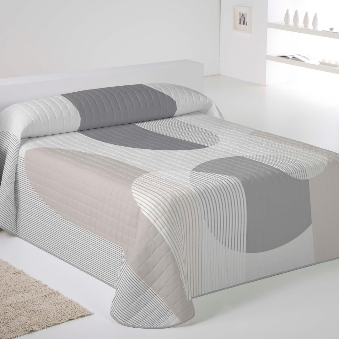 NATURALS ICEHOME - Colcha Bouti Estampada o Lisa para Verano y Entretiempo - Microfibra Extra Suave - Acolchado a Rombos - Cubrecama Reversible (Cami, Cama 135)