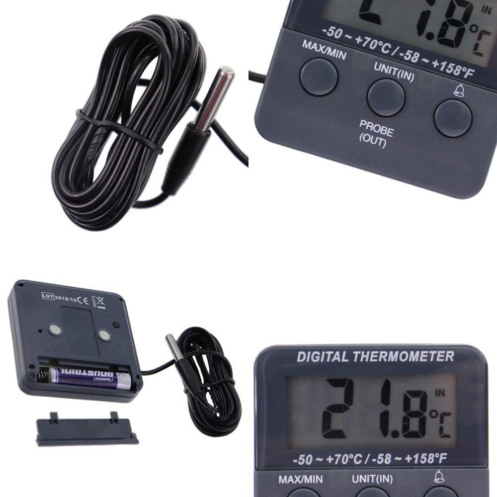 2 Stück Digitales Kühlschrank Thermometer - LCD Display Mit Max/Min Funktion