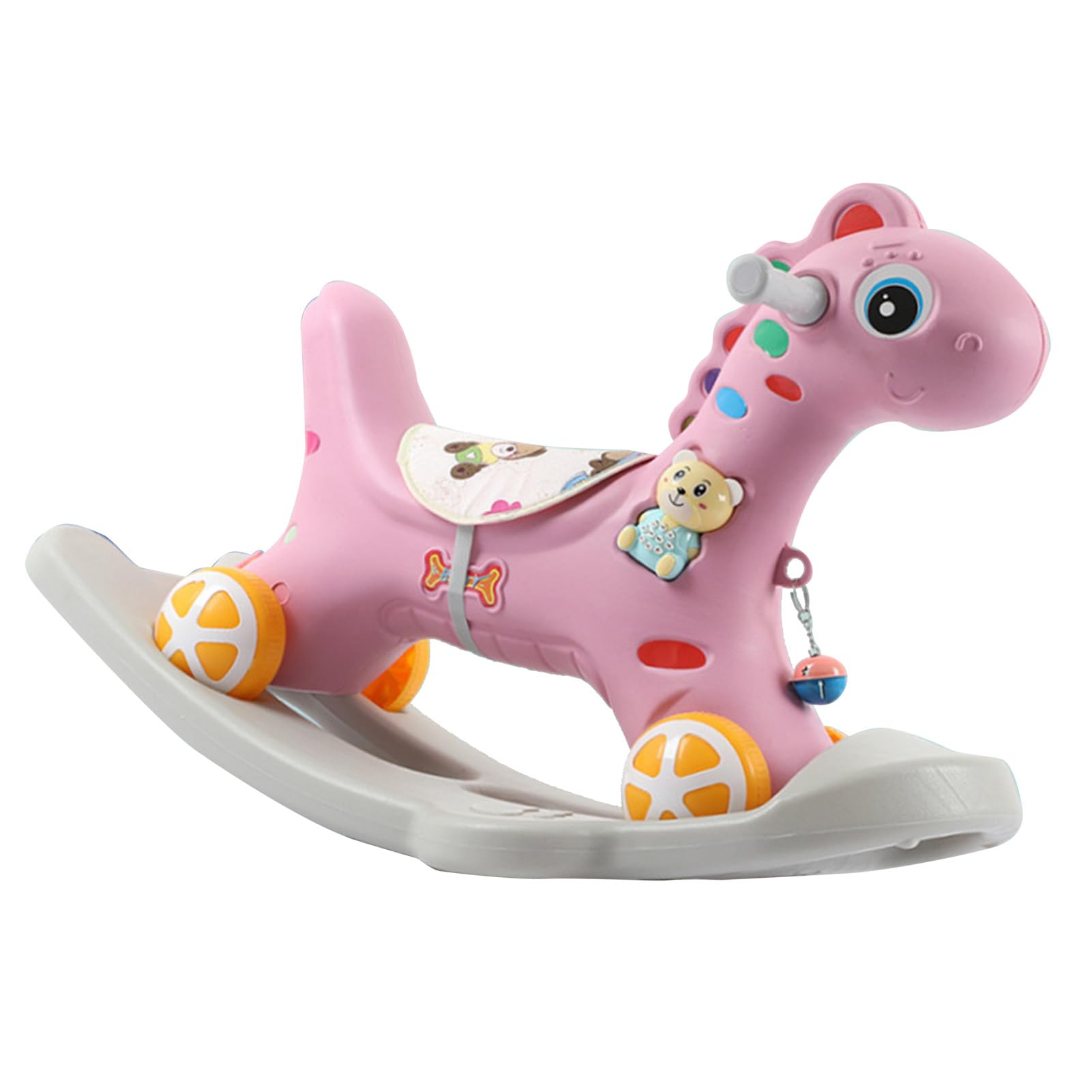 Caballo Balancín para Niños Mayores de 3 Años Lindo Paseo en Caballo Balancín con Respaldo Desmontable para Jugar en Interiores Diseño Seguro y Resistente (Rosa)