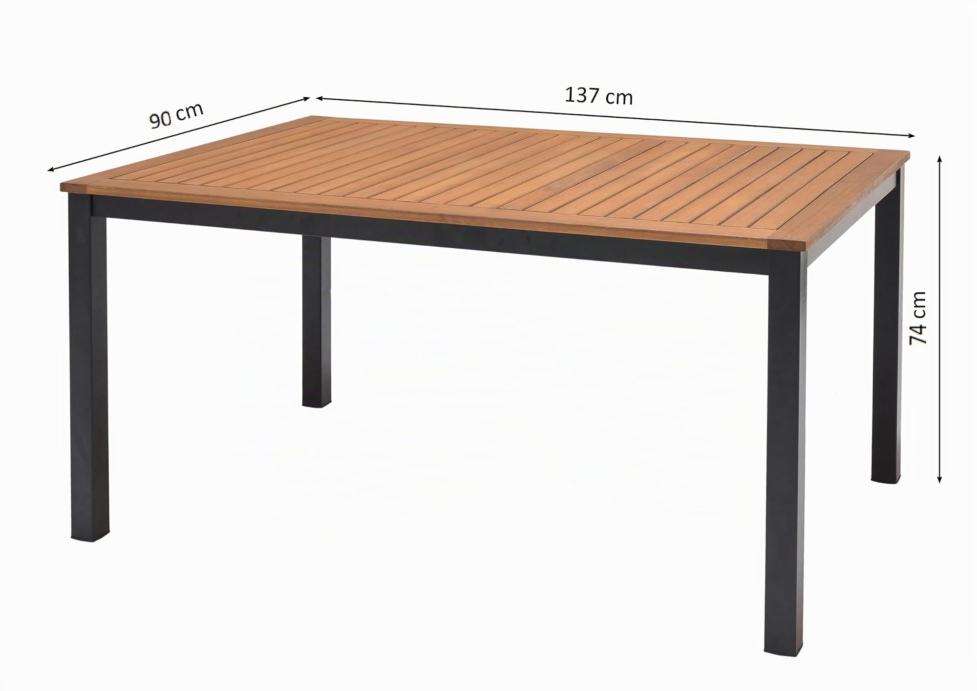 METRO Professional Mesa de Exterior Gastro Lynx, Aluminio/Madera de eucalipto, 137 x 90 cm, Rectangular, Negro