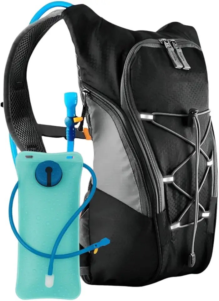 Mochila De Hidratação Impermeável Bolsa De Água Térmica 2 Litros Ajuste Peitoral Cinto Abdominal Bike Ciclismo Motocross Corrida Trilha Cor Preto