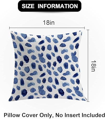 Miniatura 5 de Shrahala Juego de 2 fundas de almohada decorativas con manchas de acuarela azul marino, funda de almohada cuadrada mezclada de doble cara, sin