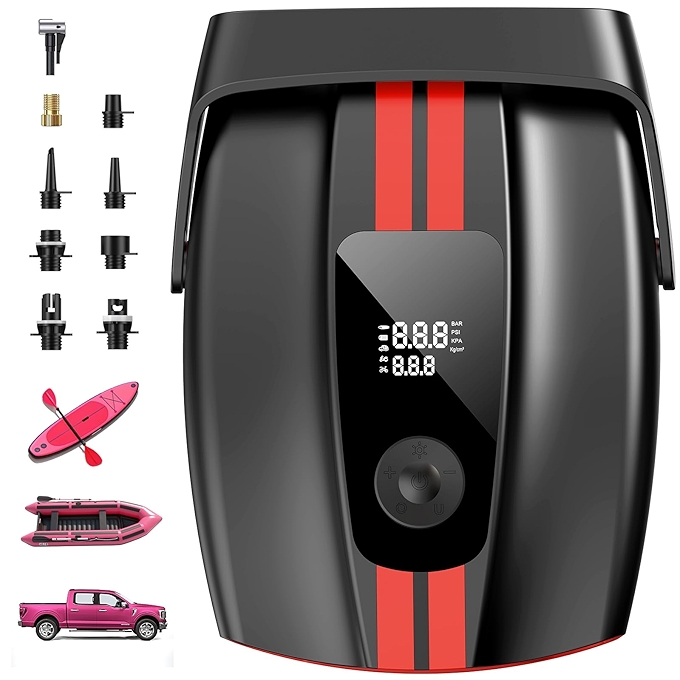 ZFOX 50PSI 电动充气泵 双马达 LED显示 自动关机 Overheat保护 适用划水板/皮划艇/帐篷/船只/轮胎