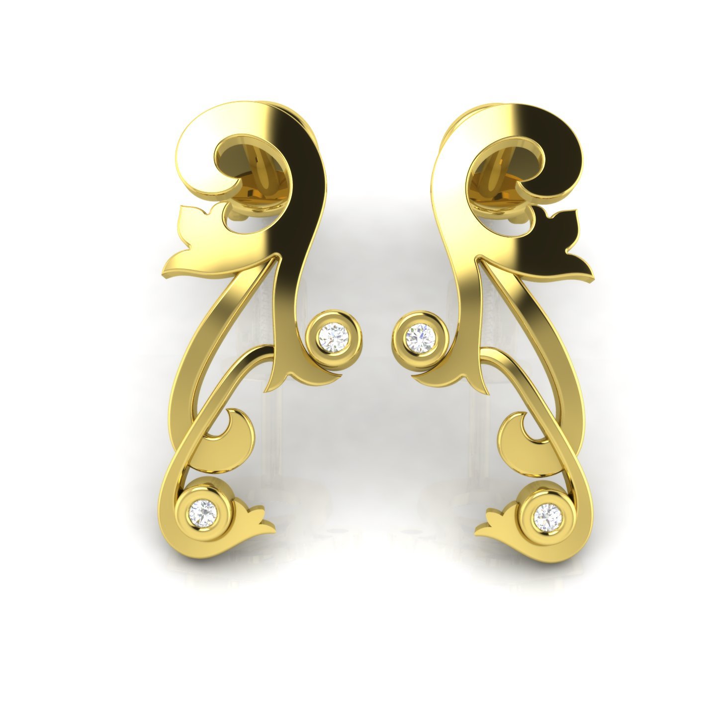 18KT Yellow Gold Stud Earrings for Women-image-24