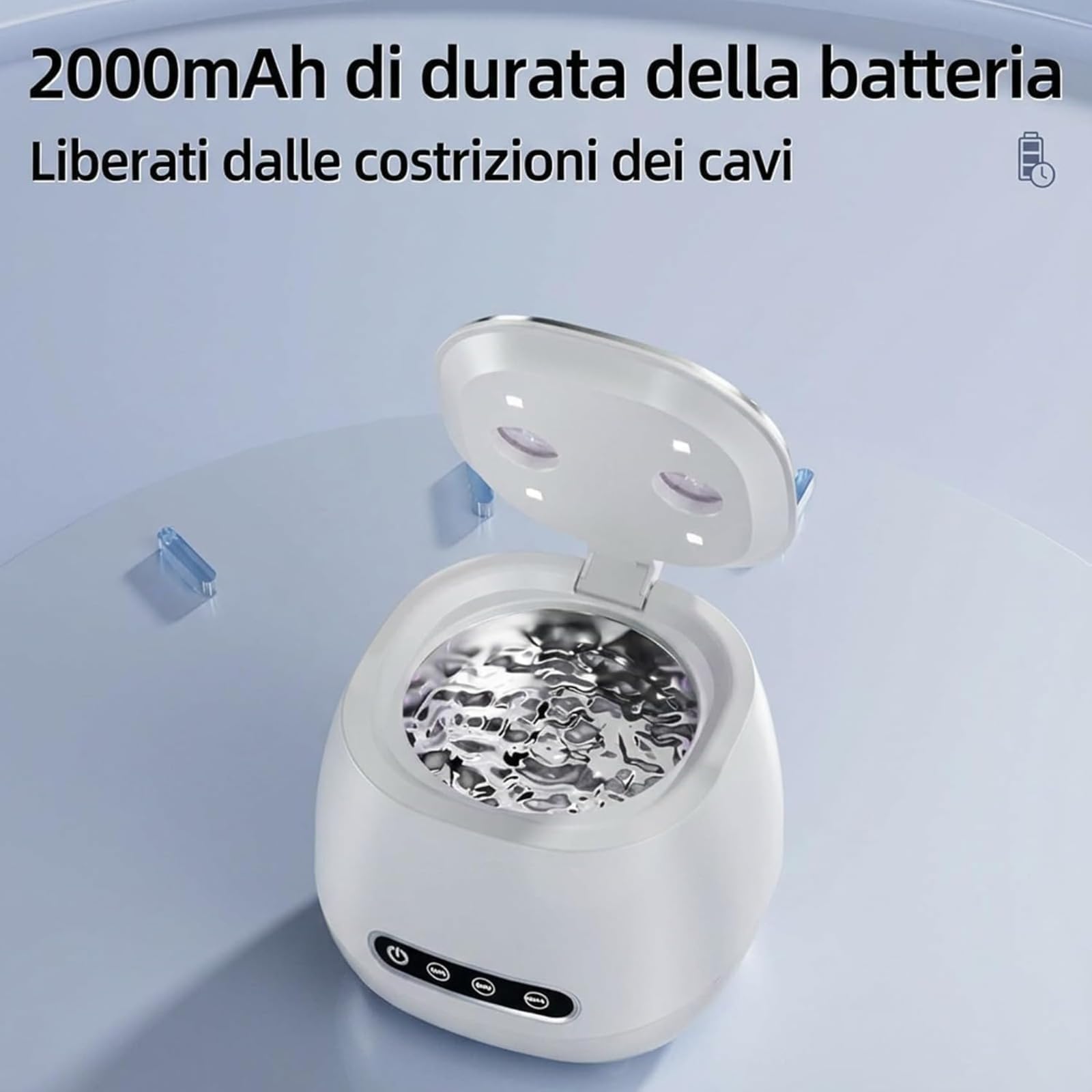 Cleon - Pulitore ad Ultrasuoni 45000Hz con 3 modalità, Vasca in Acciaio Inossidabile, Pulizia Rapida, per Igienizzare Bite, Dentiere (Nero)