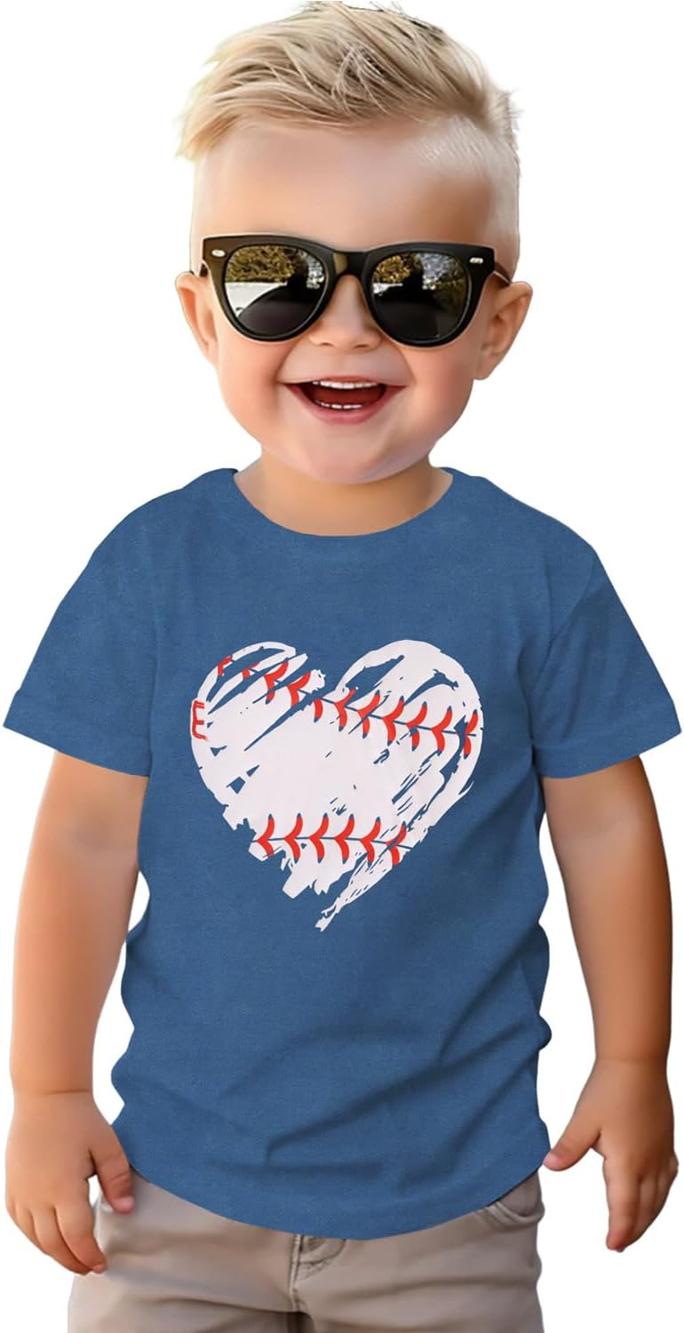 SOFEON Baseball Shirt for Toddler Boy Girl Funny Graphic Baseball Lover T-Shirt Game Day Shirts Summer Short Sleeve Tee Tops