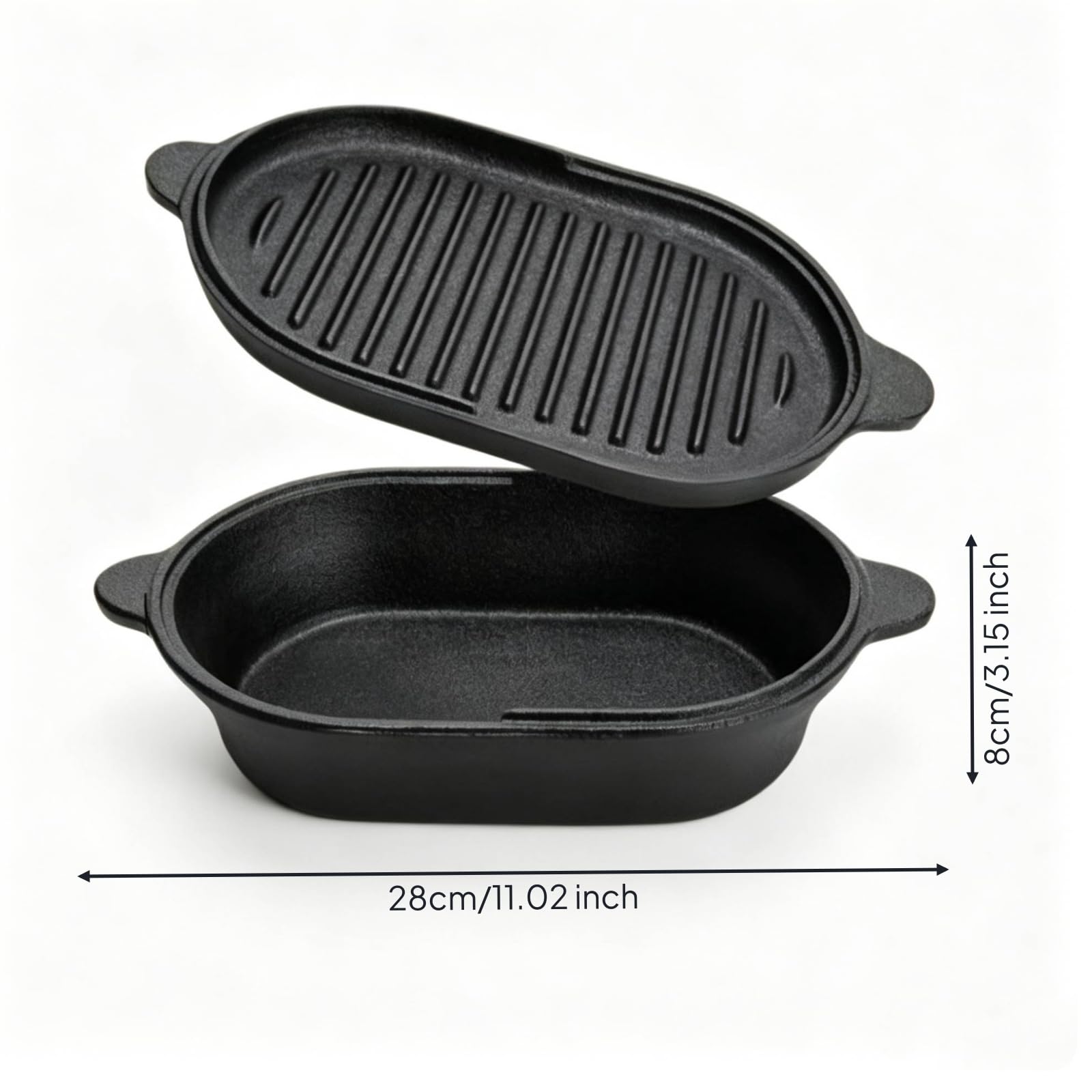 rockible Moule à En Fonte avec Couvercle Non Revêtu Moule à avec Couvercle Plat Cuisson pour Cuisiniers, Petit, style to 1