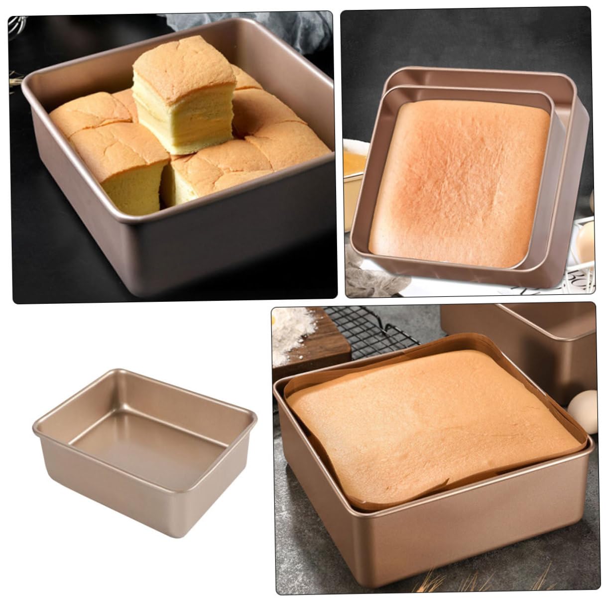Edelstahl Backform Kuchenform Quadratisch 21X21X8cm Hitzebeständig Antihaft Mehrzweck Backform für Kuchen Käsekuchen Pizza und Snacks