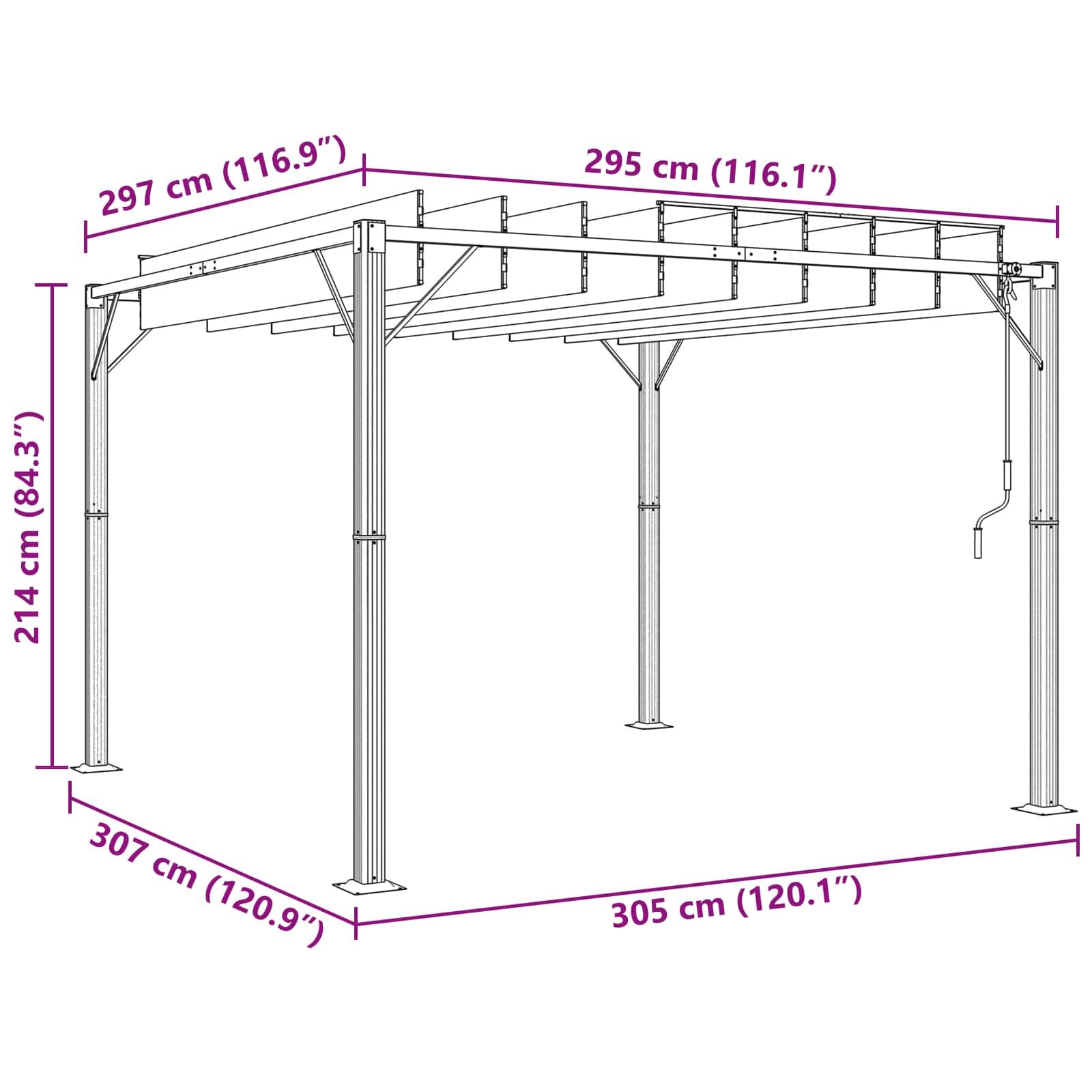 Gazebo z regulowanym dachem lamelowym, aluminiowa rama, 3 x 3 x 2,14 m, zielona, wodoszczelny poliester, idealna jako namiot ogrodowy, pergola, ochrona przed słońcem na taras, imprezę