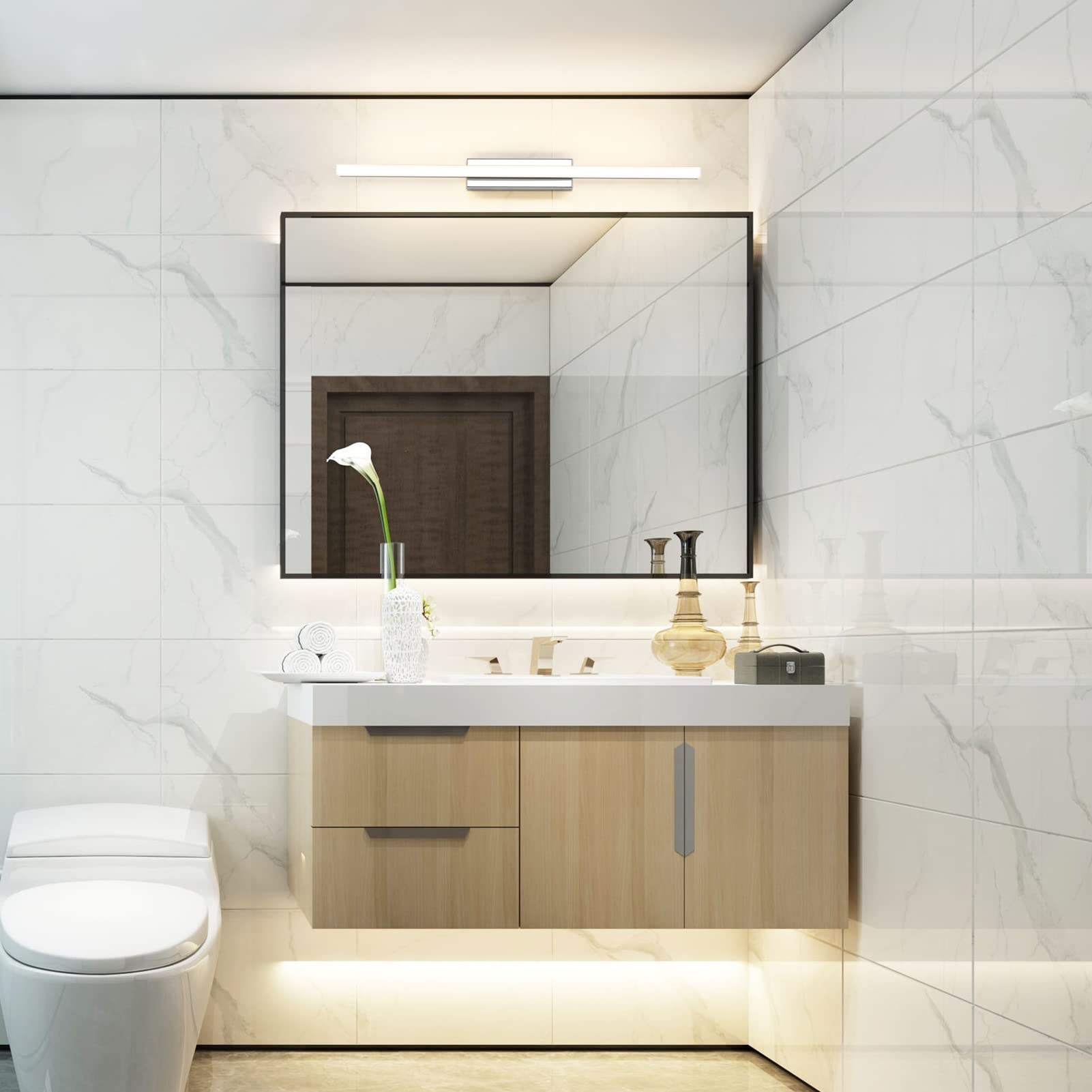 Klighten Lampe Miroir LED Salle de Bains 14W 60cm IP44 110-240V 910 Lumen Blanc Chaud 3000K