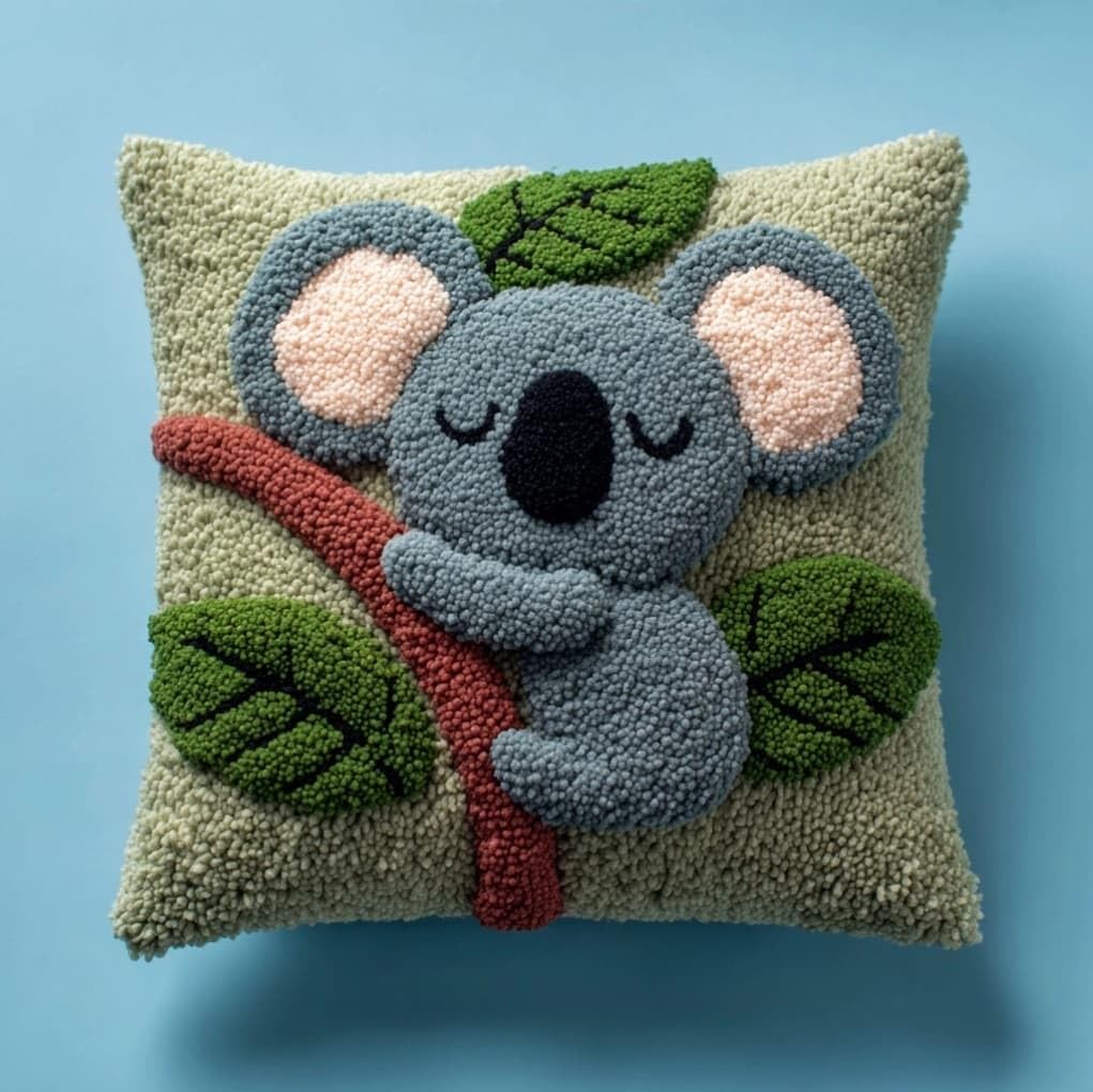 AxiangziK Latch Hook Pillow Kit 43x43cm,Animal Koala