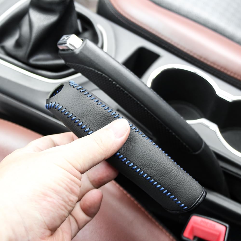 EmpuñAduras Para Frenos De Mano Cubierta Universal de freno de mano de engranajes de cuero for coche, compatible For Saab 9-3 9-5 9000 93 900 95 Aero 9 3 42250 42252 9-2x 9-4x 9-7x Funda Freno De Mano