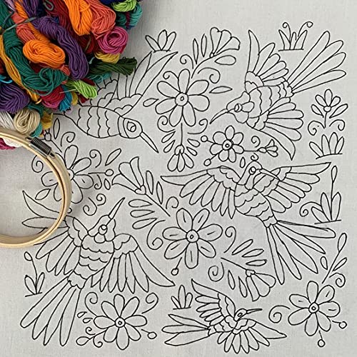 Kit De Bordado Tenango Manta Negra Colirbrí