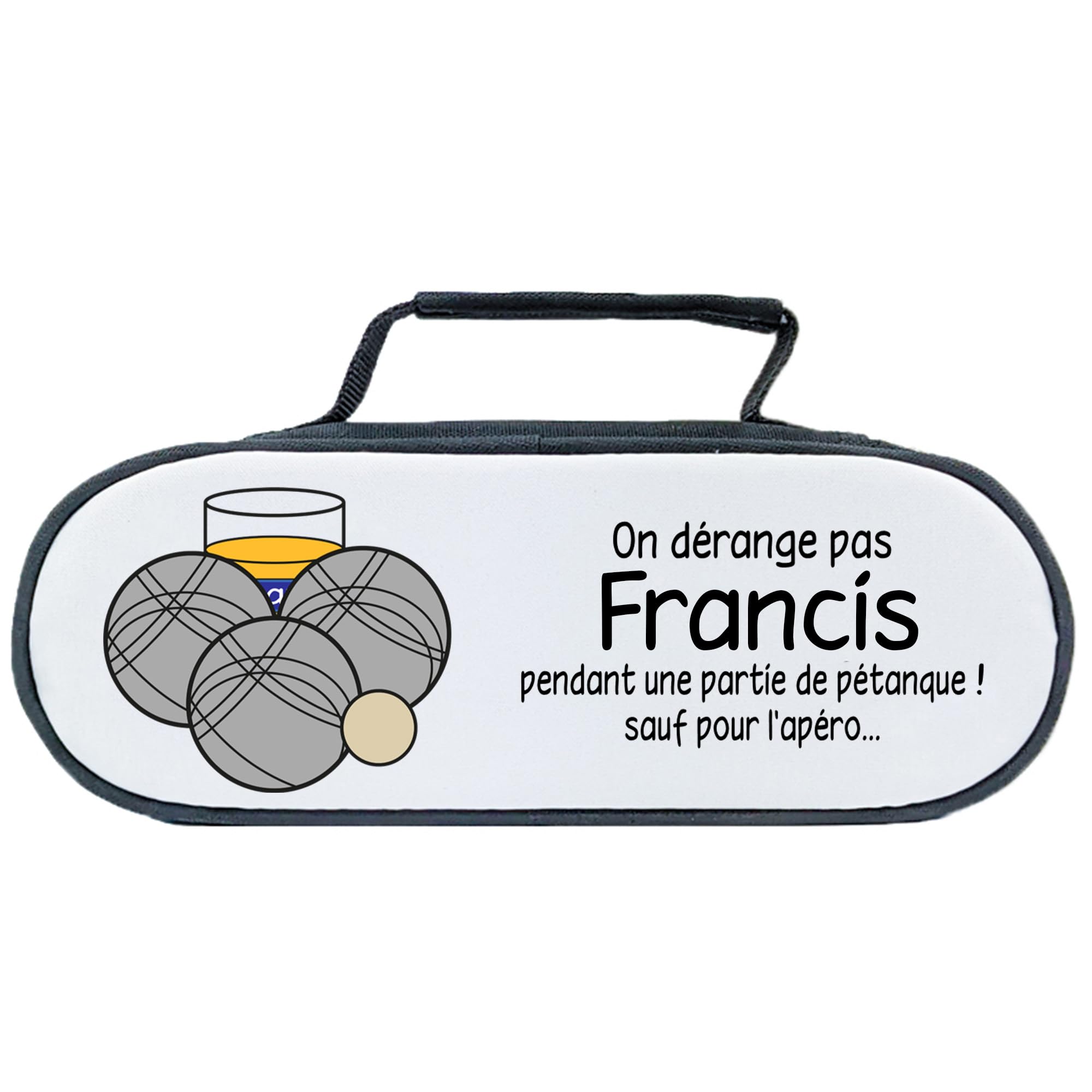 KDO MAGIC - Sacoche pétanque Personnalisable - pour triplette 3 Boules - Personnalisé avec prénom et Votre Texte - Cadeau fête des pères, Homme, Retraite, noël
