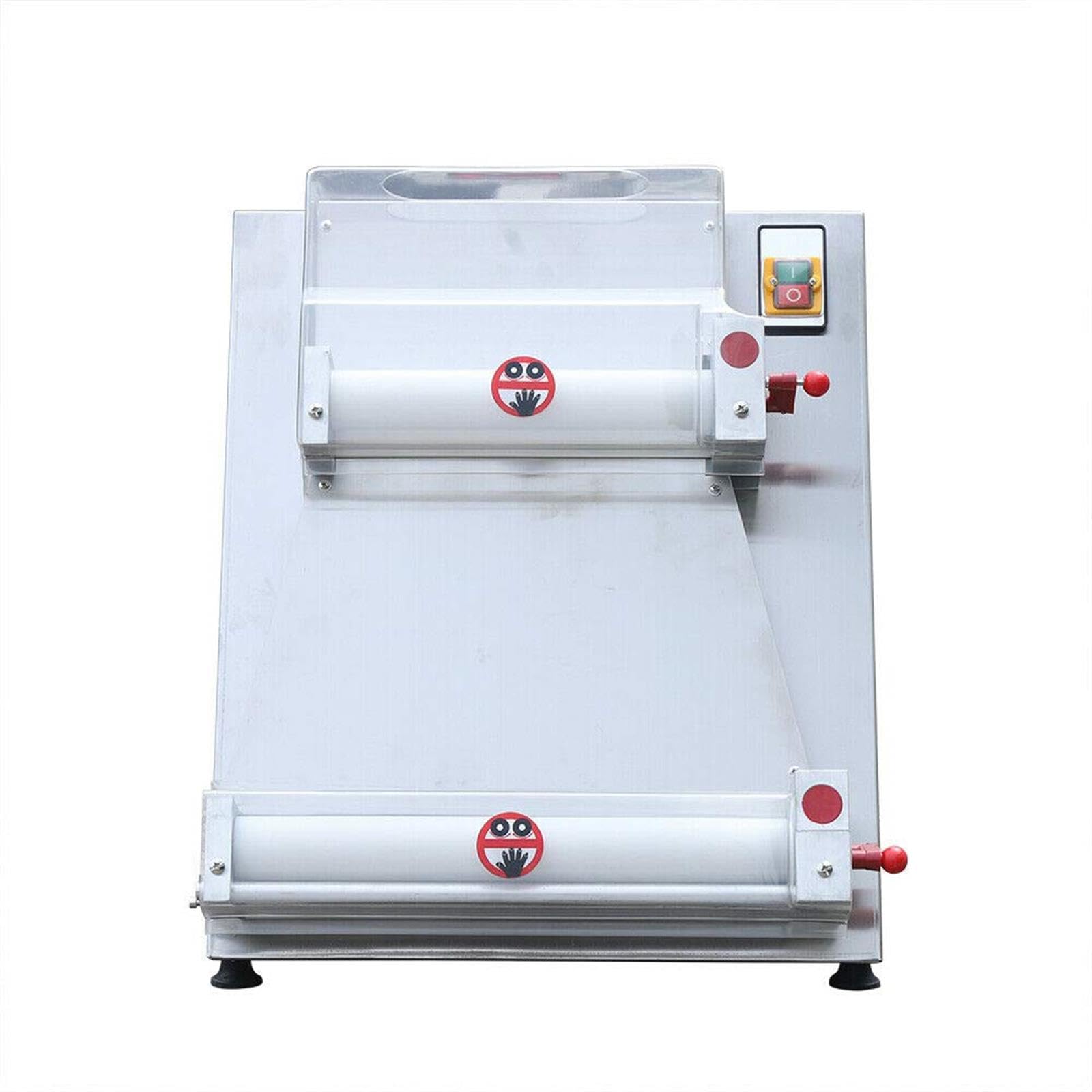 Rodillo de masa de pizza comercial, máquina formadora de masa de pizza de 15 pulgadas, máquina de pizza eléctrica de 370 W para fideos, pizza, pan, pasta, 0.028-0.213 in, grosor de pizza, acero 4