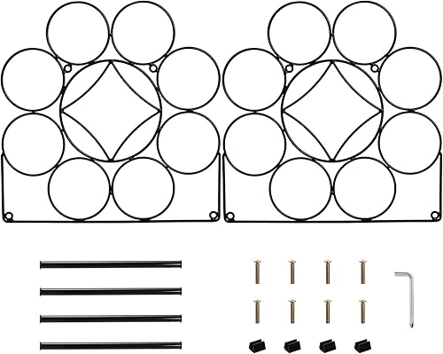 Miniatura 4 de Youeon 2 estantes de vino para encimera, 9 botellas de vino independientes, estante de vino de metal negro, soporte para vino soporte para