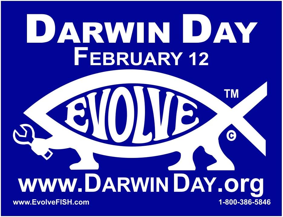 Amazon.com: EvolveFISH Darwin Day Bumper Sticker - [5