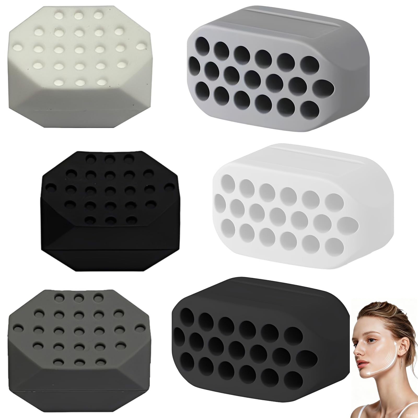 6 Piece Jawline Shaper, Jawline Exerciser, Facial Contouring Tool for Daily Exercise, Double Chin Reduction Support, Jawline Trainer Set with Varying Resistance Levels-image-34