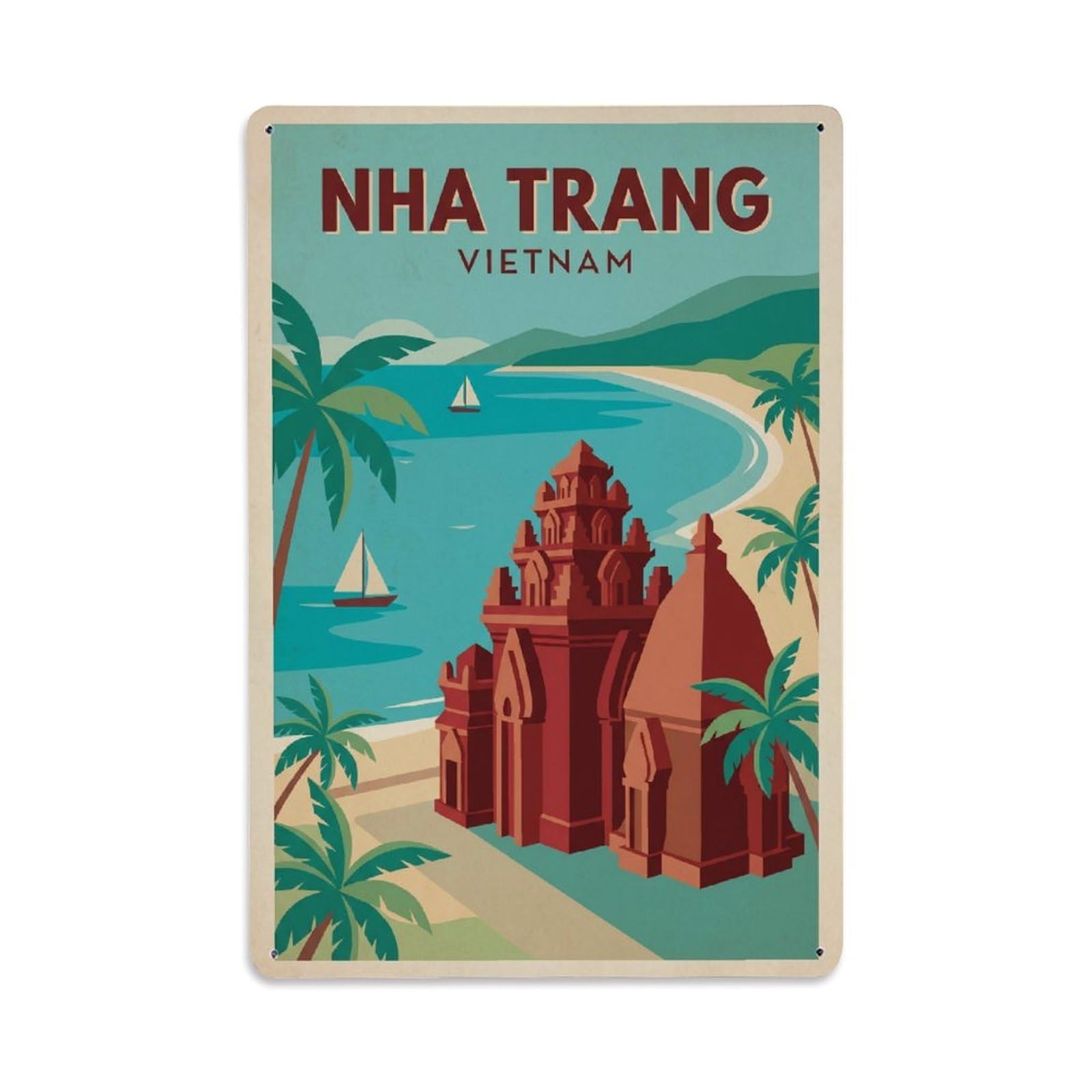 Fqcyn Style Metal Tin Sign Vietnam Nha Trang Travel Retro