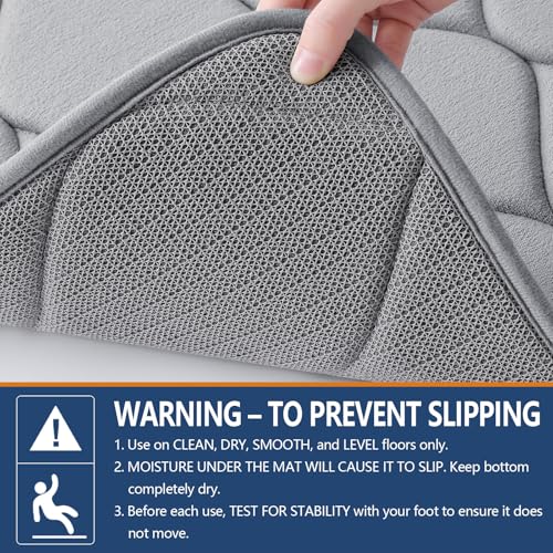 Image of Smiry Memory Foam Bath Mat 30''x20'', Ultra Soft Non-Slip Bathroom Rug, Plush Water Absorbent Quick Dry and Machine Washable Floor Mat for Shower, Tub & Home Decor, Grey