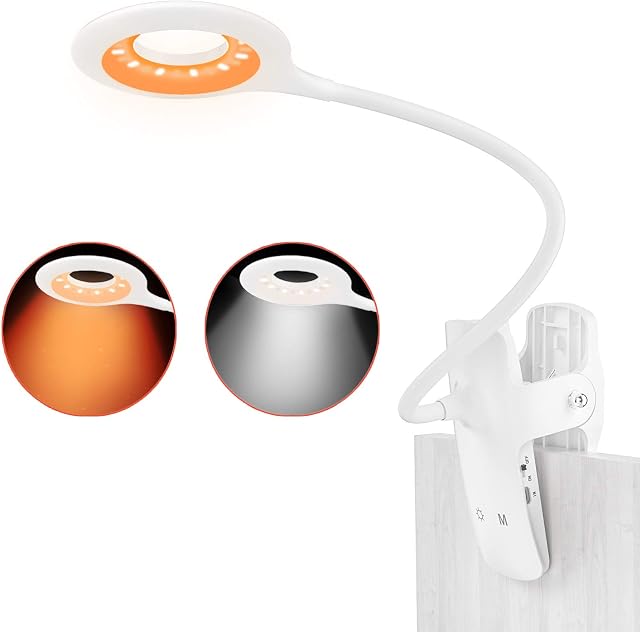 LENCENT 28 LED Reading Light, Blue Light Blocking Book Lamp, 9 Brightness Modes(Amber&White) Clip On Lamp with Touch Control Switch, Eye Protection Desk Lamp for Home Book Bed&Computer