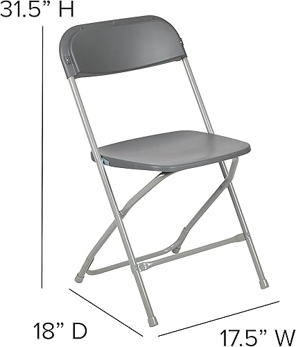 Miniatura 5 de Flash Furniture Hercules Series - Silla plegable de plástico, color gris, paquete de 2, capacidad de peso de 650 libras, cómoda silla para eventos,