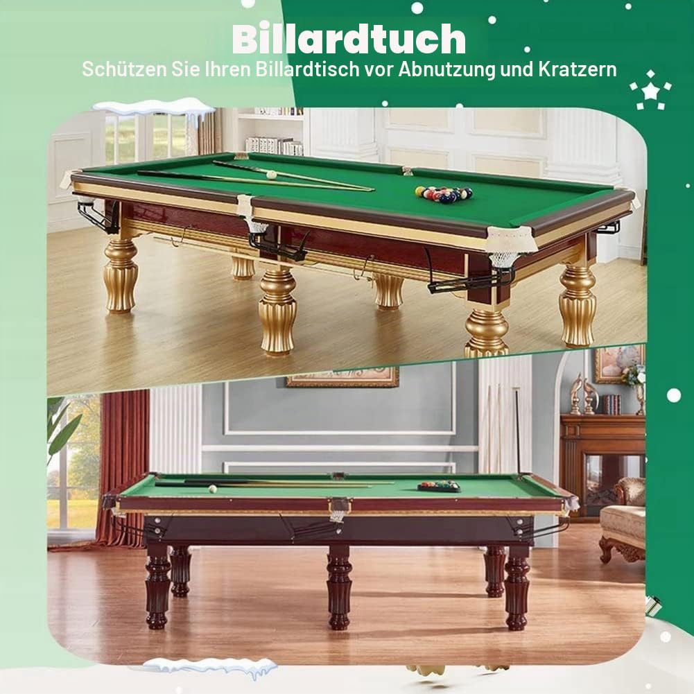 Billardtuch 8Ft Billardtisch Filztuch Billardschutz mit 6 Stoffstreifen für Clubs, Bars
