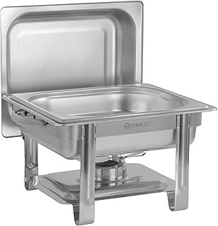 Mahlzeit Edelstahl Chafing Dish 4 Liter | Speisenwärmer mit Deckelhalter, Warmhaltebehälter Essen | Wärmebehälter, Bain Marie Rechaud | Chafing Dishes für Buffet Catering Gastro und Party