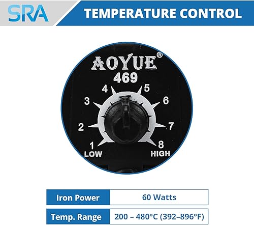 Miniatura 3 de Aoyue Estación de soldadura de 60 W de potencia variable 469 con diseño de punta extraíble seguro ESD