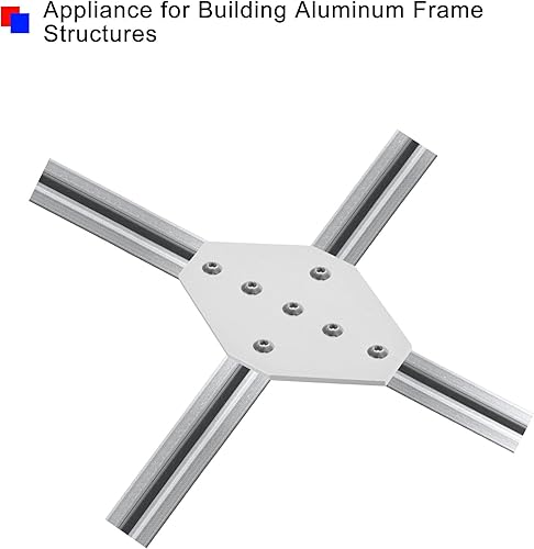 Miniatura 6 de uxcell 2 piezas de soporte de esquina cruz de 2.362 x 3.937in, kit de juntas de 7 agujeros, perfil de aluminio 2020 con tuercas en T y tornillos