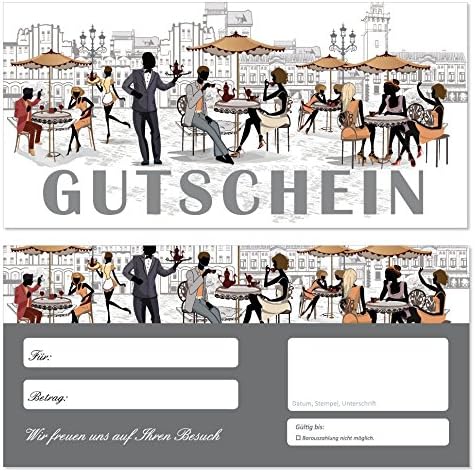 Pack of 50 Gift Voucher Cards (Street Cafe 689) Certificates Voucher Cards for Gastronomy areas such as Restaurants Pub Box Service Shop