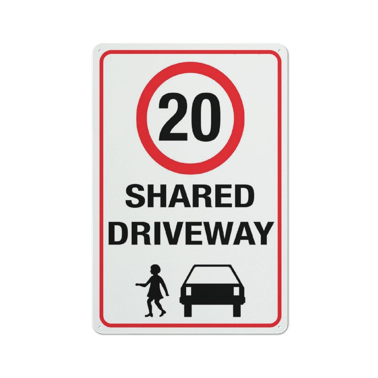 Shared Driveway 20Km Speed Limit Sign Outdoor Signs Aluminum 12X8 Inch Uv Ink Printed For House And Business