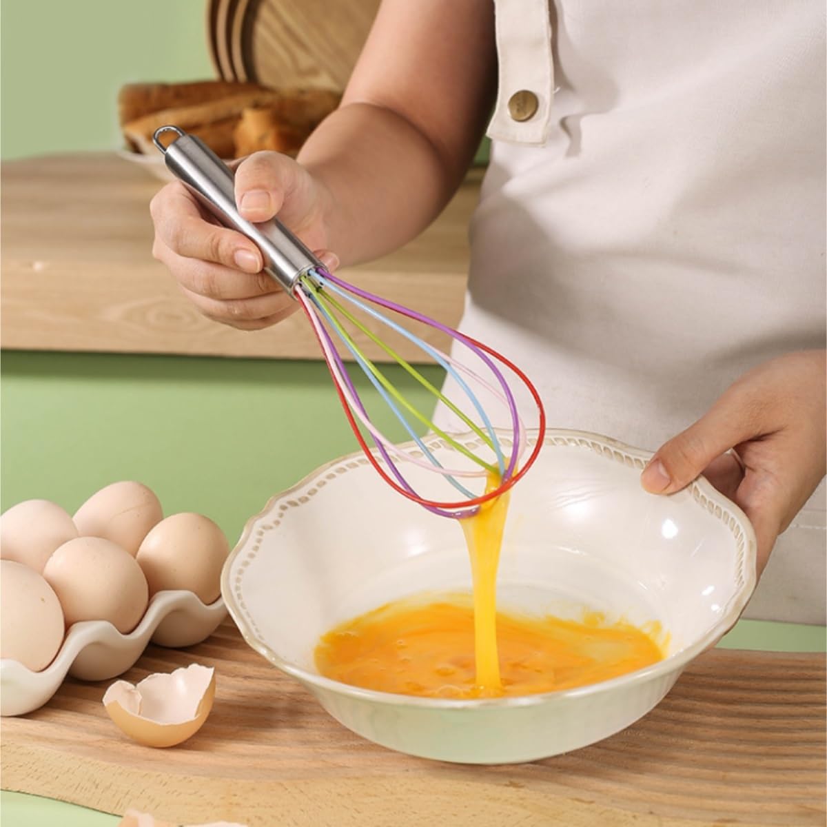 Fruste da Cucina Frullino for Uova Manuale in Silicone Frullatore for Uova Utensili for Pasticceria da Cucina Utensili for Cottura di Torte Utensili da Cucina(Blue,10inch)