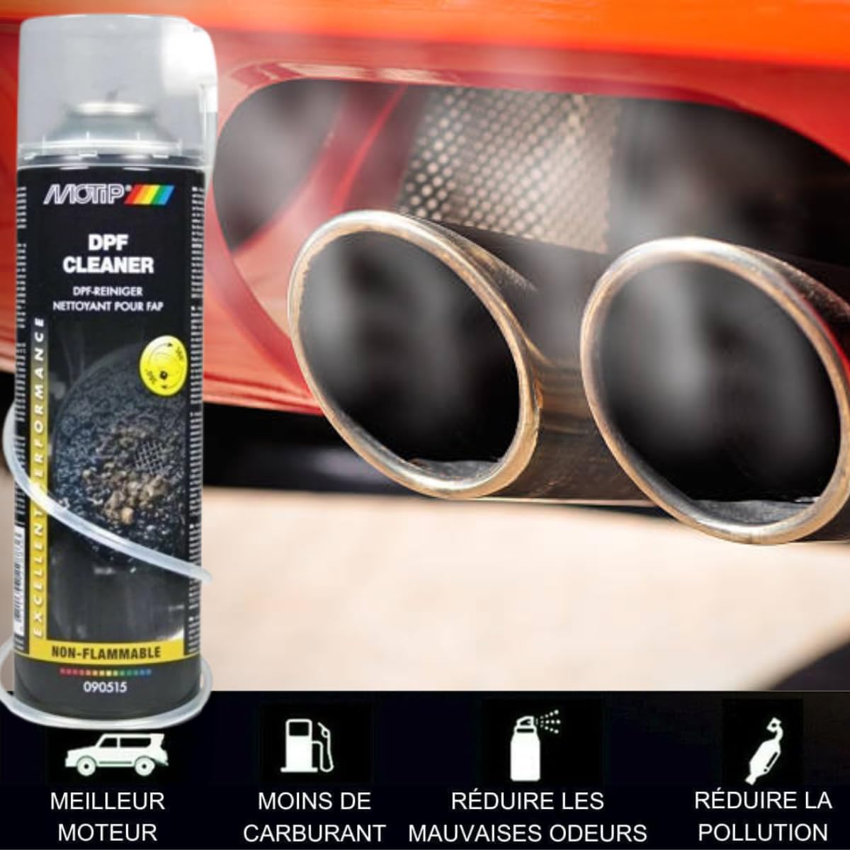 DPF Cleaner Spray, Nettoyant FAP Diesel, 400ml, Sans Démontage, Pack de 2, avec Gants Nitrile et Canule