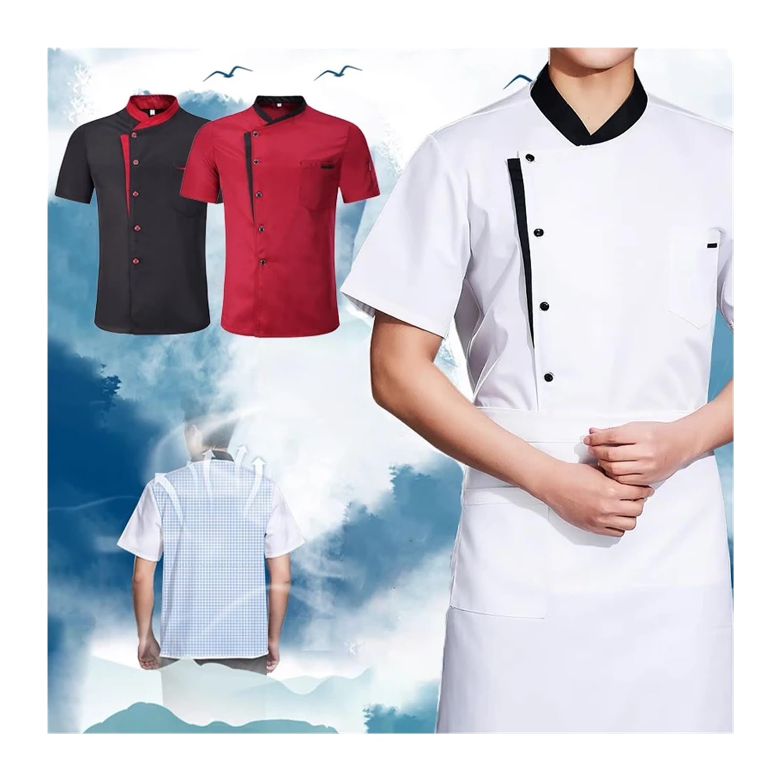 Divisa estiva da cuoco, da cucina, for hotel, bar, cucina, abbigliamento da lavoro, camicia a maniche corte, giacca da cuoco for uomo e donna Per Il Personale Del Ristorante