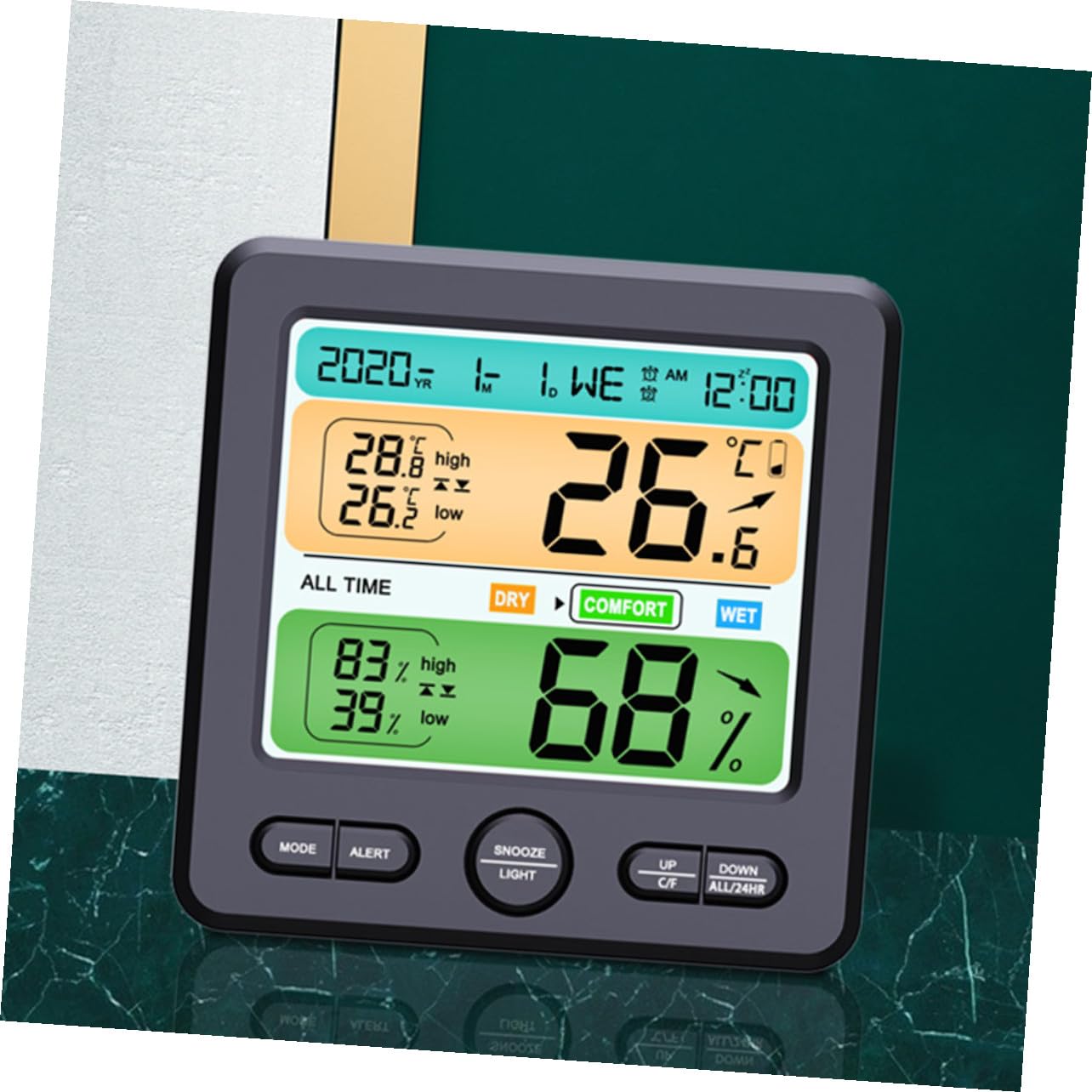 Igrometro Professionale con Display Grande Misuratore Temperatura e Umidità Interno Design Compatto in Abs per e Ufficio Precisione Elevata e Facilità di Lettura