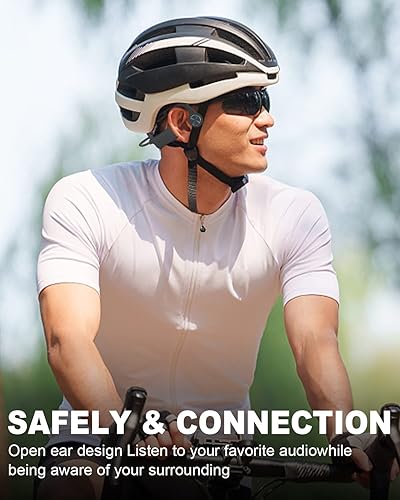 Miniatura 4 de MONODEAL Auriculares de conducción ósea Bluetooth Auriculares inalámbricos IPX5 impermeables con micrófono Auriculares deportivos de larga duración